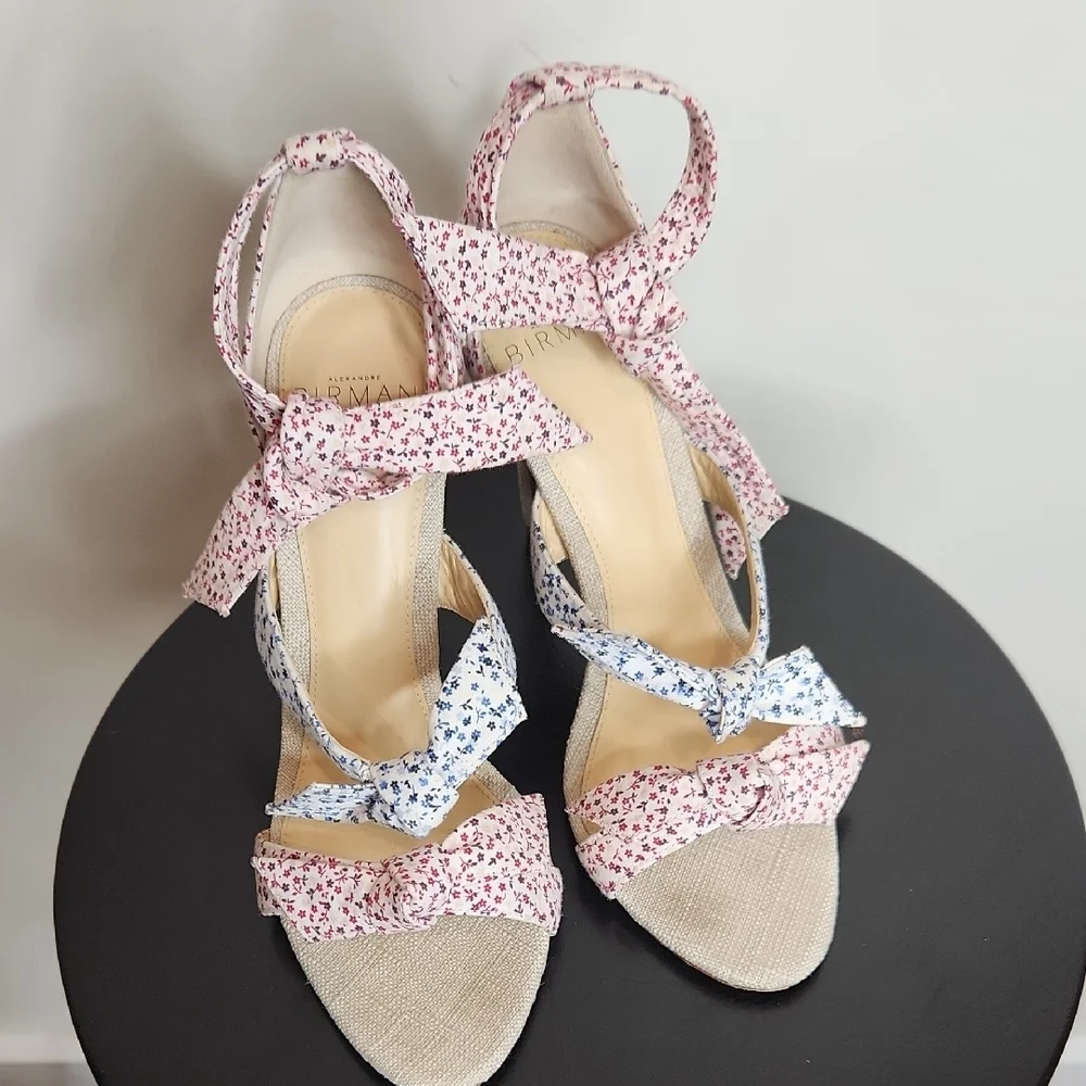 Alexandre Birman Lolita Bow Floral Heels Sandals Size 6 Designer Ankle Tie bow - Picture 10 of 11